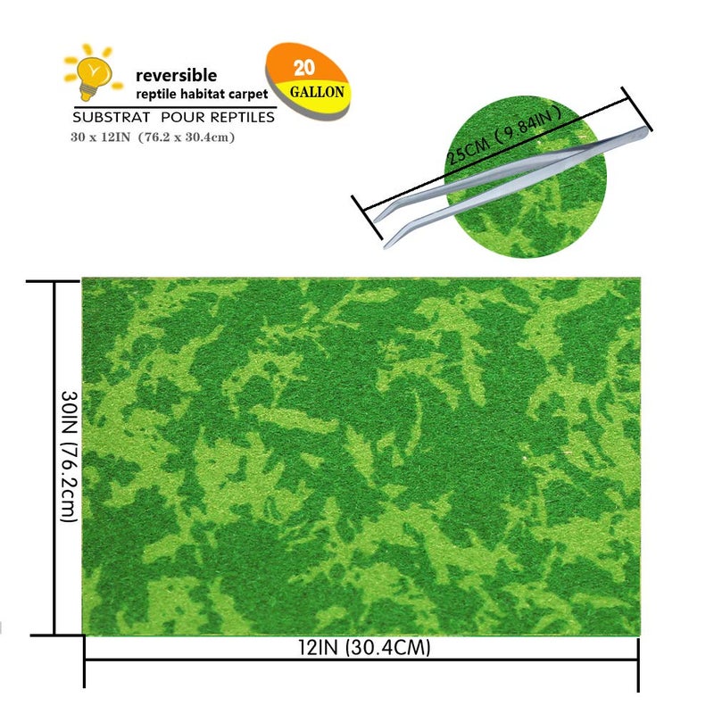 MCLANZOO Reptile Carpet, 30 * 12in Pet Terrarium Liner,Reptiles Cage Mat/Substrate for Snakes, Chameleons, Geckos and Kitchen Use(2sheets) with Tweezers Feeding Tongs - Image 2